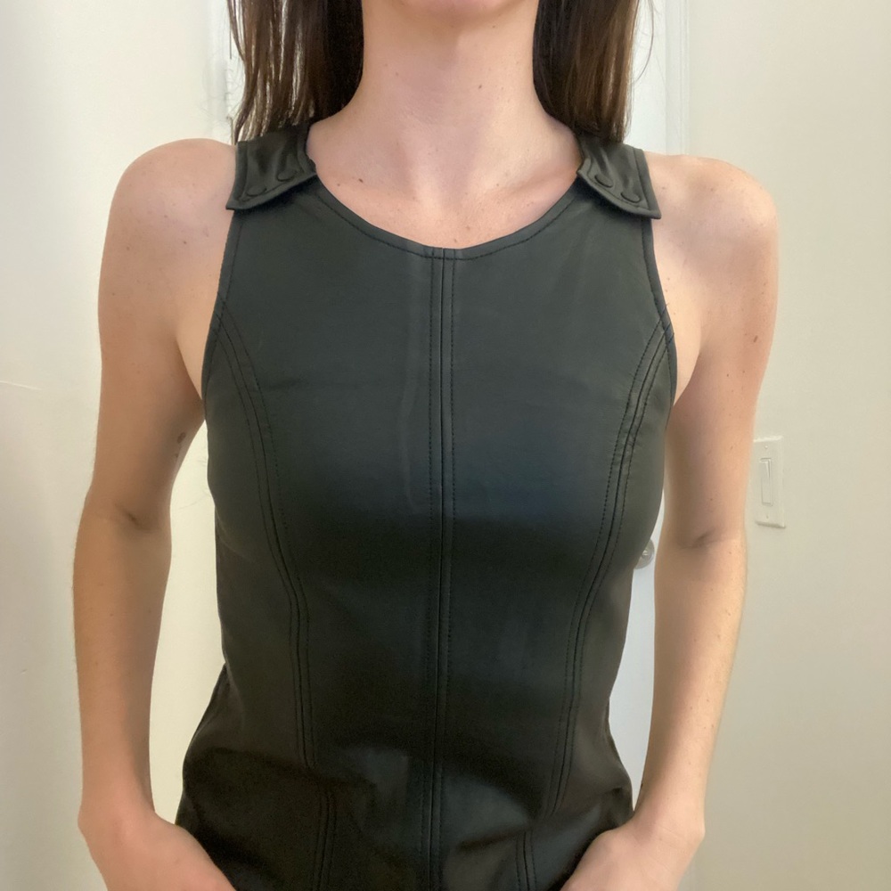 Leather button strap black BCBG dress